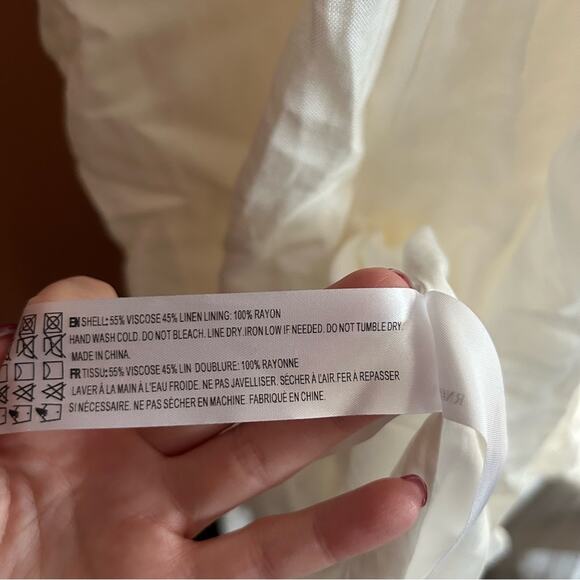 EN SAISON Sophie Sleeveless Cut Out Midi Dress Off White Linen Blend NWT S Flaw* - Picture 8 of 8